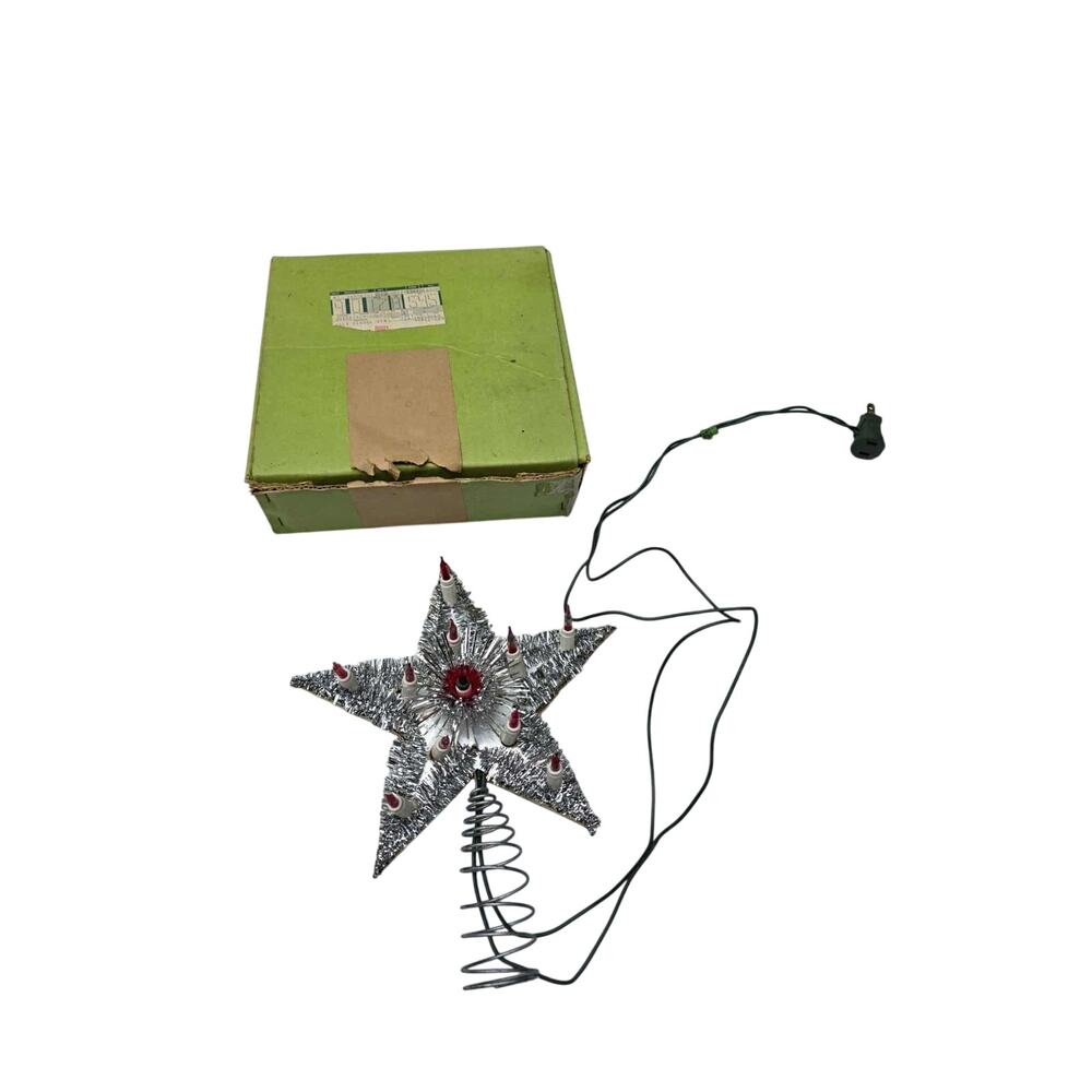 Mid Century Tree Topper Star Starburst Tinsel Does Not Light Up As Is
